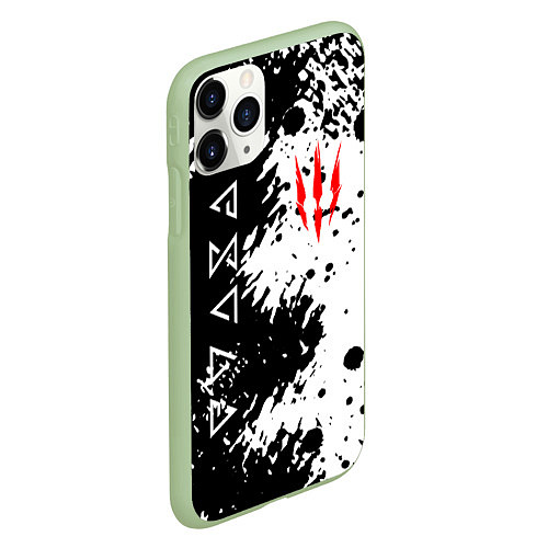 Чехол iPhone 11 Pro матовый The Witcher black & white / 3D-Салатовый – фото 2