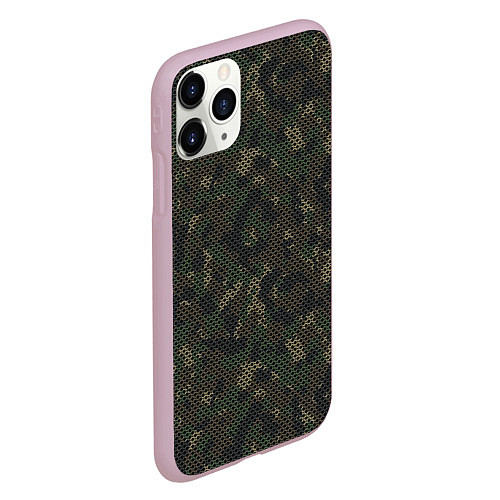 Чехол iPhone 11 Pro матовый Камуфляж: лесной / 3D-Розовый – фото 2