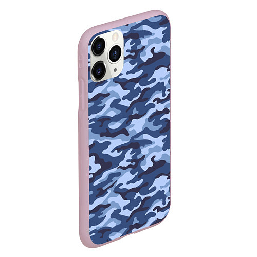 Чехол iPhone 11 Pro матовый Синий Камуфляж Camouflage / 3D-Розовый – фото 2