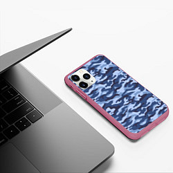 Чехол iPhone 11 Pro матовый Синий Камуфляж Camouflage, цвет: 3D-малиновый — фото 2