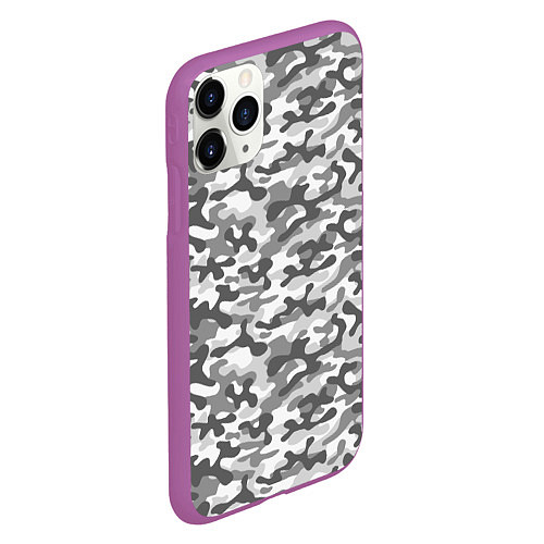Чехол iPhone 11 Pro матовый Серый Городской Камуфляж / 3D-Фиолетовый – фото 2