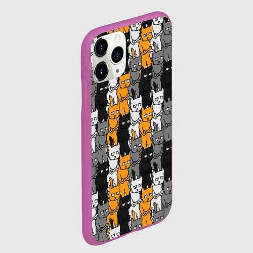 Чехол iPhone 11 Pro матовый Злой Кот мем / 3D-Фиолетовый – фото 2