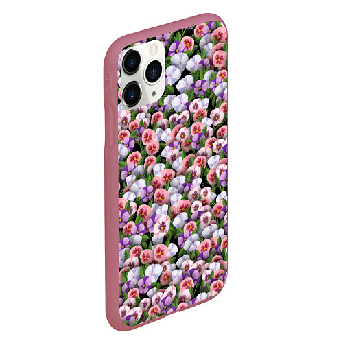 Чехол iPhone 11 Pro матовый Чудесные фиалки / 3D-Малиновый – фото 2