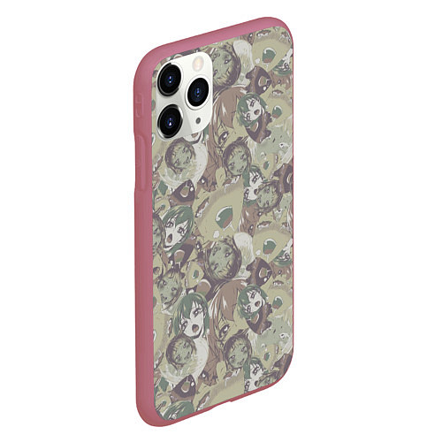 Чехол iPhone 11 Pro матовый Ahegao Цвета Хаки / 3D-Малиновый – фото 2