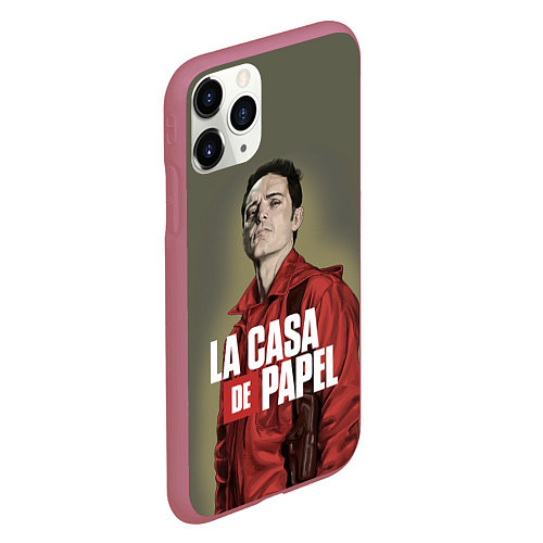 Чехол iPhone 11 Pro матовый БУМАЖНЫЙ ДОМ БЕРЛИН - LA CASA DE PAPEL / 3D-Малиновый – фото 2