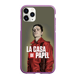 Чехол iPhone 11 Pro матовый БУМАЖНЫЙ ДОМ БЕРЛИН - LA CASA DE PAPEL, цвет: 3D-фиолетовый