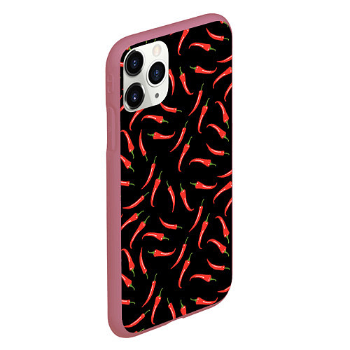 Чехол iPhone 11 Pro матовый Перец паттерн / 3D-Малиновый – фото 2