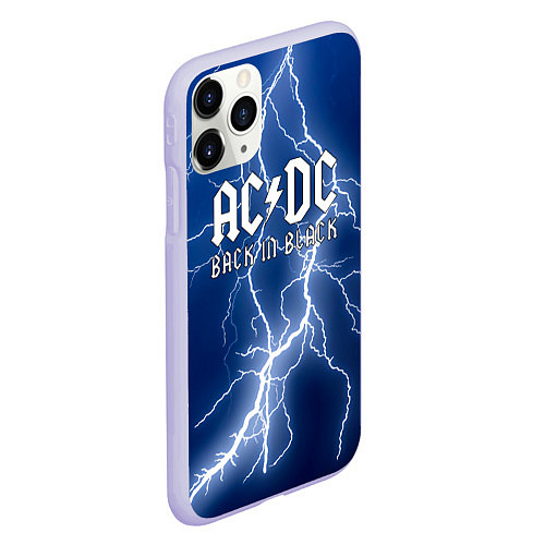 Чехол iPhone 11 Pro матовый ACDC гроза с молнией / 3D-Светло-сиреневый – фото 2
