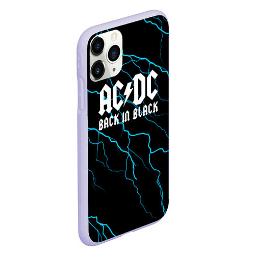 Чехол iPhone 11 Pro матовый ACDC - Молнии / 3D-Светло-сиреневый – фото 2