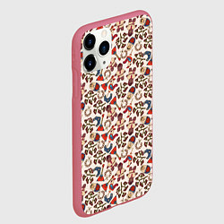 Чехол iPhone 11 Pro матовый Россия паттерн светлый, цвет: 3D-малиновый — фото 2