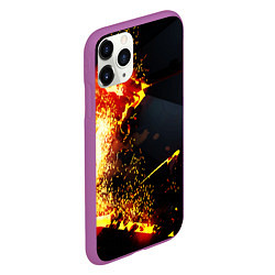 Чехол iPhone 11 Pro матовый 3D ВЗРЫВ, ОБЛОМКИ NEON EXPLOSION, цвет: 3D-фиолетовый — фото 2