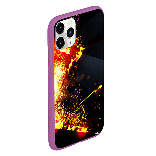 Чехол iPhone 11 Pro матовый 3D ВЗРЫВ, ОБЛОМКИ NEON EXPLOSION / 3D-Фиолетовый – фото 2