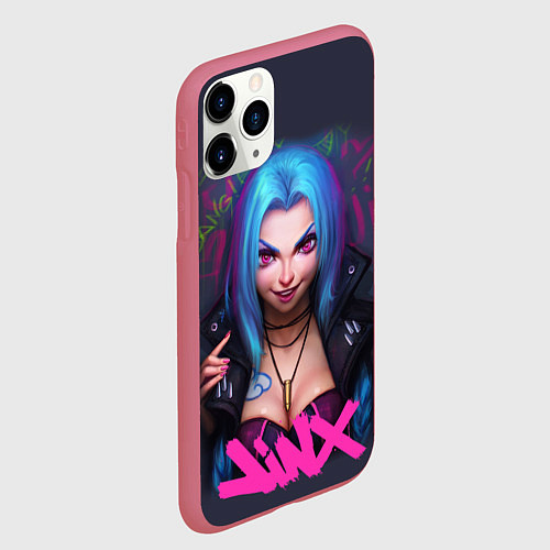 Чехол iPhone 11 Pro матовый League Of Legends ARCANE JINX / 3D-Малиновый – фото 2