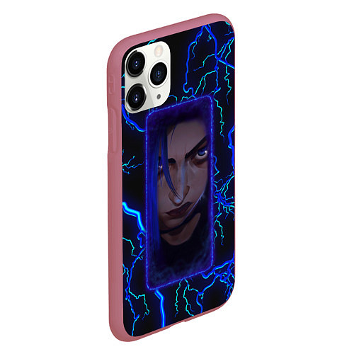 Чехол iPhone 11 Pro матовый ARCANE League Of Legends JINX молния / 3D-Малиновый – фото 2