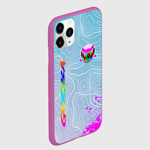 Чехол iPhone 11 Pro матовый 6IX9INE Gooba Брызги / 3D-Фиолетовый – фото 2
