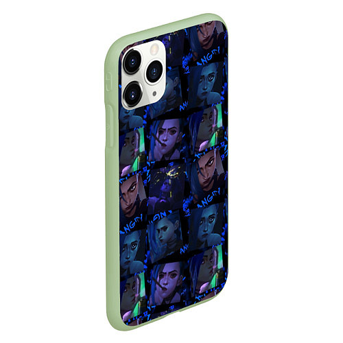 Чехол iPhone 11 Pro матовый LEAGUE Of LEGENDS - JINX / 3D-Салатовый – фото 2