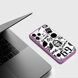 Чехол iPhone 11 Pro матовый 6IX9INE - Pattern, цвет: 3D-фиолетовый — фото 2