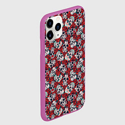 Чехол iPhone 11 Pro матовый Skulls & roses, цвет: 3D-фиолетовый — фото 2