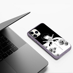 Чехол iPhone 11 Pro матовый Леви Розы Атака Титанов, цвет: 3D-серый — фото 2