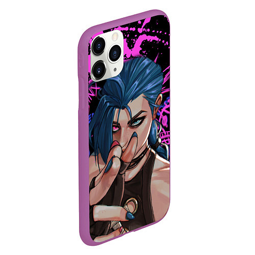 Чехол iPhone 11 Pro матовый Arcane League Of Legends JINX ПАУДЕР / 3D-Фиолетовый – фото 2