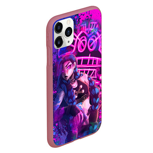 Чехол iPhone 11 Pro матовый League Of Legends Arcane ДЖИНКС НЕОНОВАЯ КРАСКА / 3D-Малиновый – фото 2