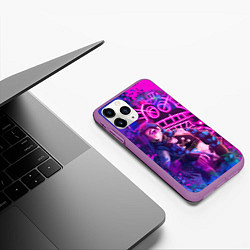 Чехол iPhone 11 Pro матовый League Of Legends Arcane ДЖИНКС НЕОНОВАЯ КРАСКА, цвет: 3D-фиолетовый — фото 2