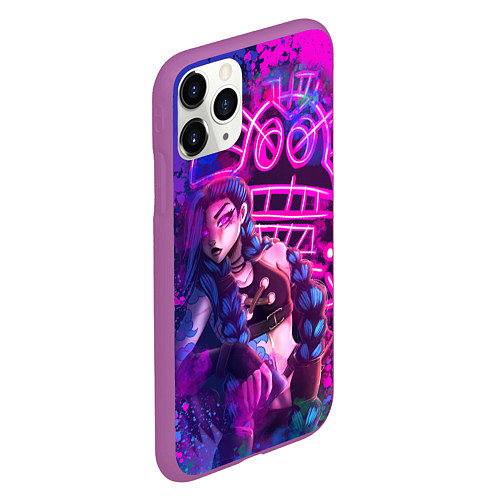 Чехол iPhone 11 Pro матовый League Of Legends Arcane ДЖИНКС НЕОНОВАЯ КРАСКА / 3D-Фиолетовый – фото 2