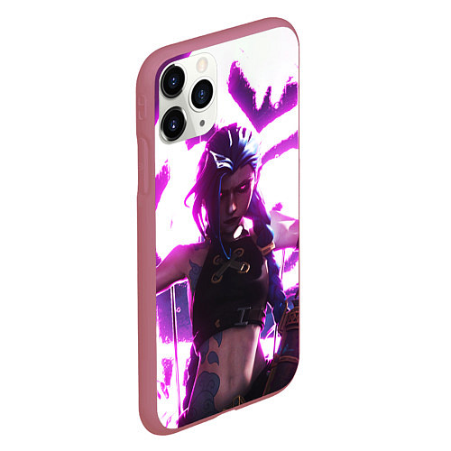 Чехол iPhone 11 Pro матовый Arcane League Of Legends JINX NEON / 3D-Малиновый – фото 2