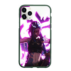 Чехол iPhone 11 Pro матовый Arcane League Of Legends JINX NEON, цвет: 3D-темно-зеленый