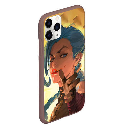 Чехол iPhone 11 Pro матовый Arcane League Of Legends JINX взрыв / 3D-Коричневый – фото 2