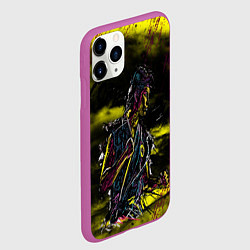 Чехол iPhone 11 Pro матовый Кобра Кай Царапины, цвет: 3D-фиолетовый — фото 2