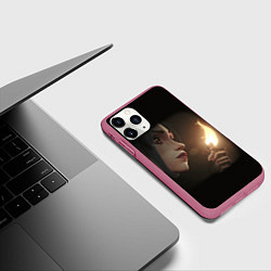 Чехол iPhone 11 Pro матовый Arcane - League Of Legends Jinx с огнем, цвет: 3D-малиновый — фото 2