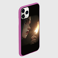 Чехол iPhone 11 Pro матовый Arcane - League Of Legends Jinx с огнем, цвет: 3D-фиолетовый — фото 2