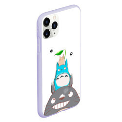 Чехол iPhone 11 Pro матовый Аниме Тоторо, помощники и чернушки под снегом, цвет: 3D-светло-сиреневый — фото 2