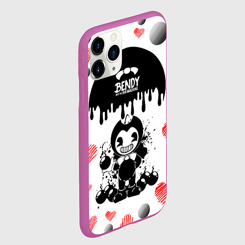 Чехол iPhone 11 Pro матовый BOMB LOVE BENDY AND THE INK MACHINE / 3D-Фиолетовый – фото 2