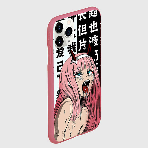 Чехол iPhone 11 Pro матовый AHEGAO ZERO TWO Зеро ту ахегао / 3D-Малиновый – фото 2