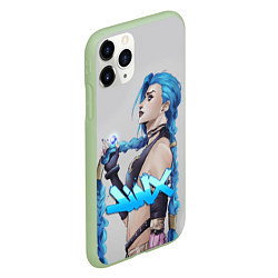 Чехол iPhone 11 Pro матовый League Of Legends Arcane ДЖИНКС, цвет: 3D-салатовый — фото 2