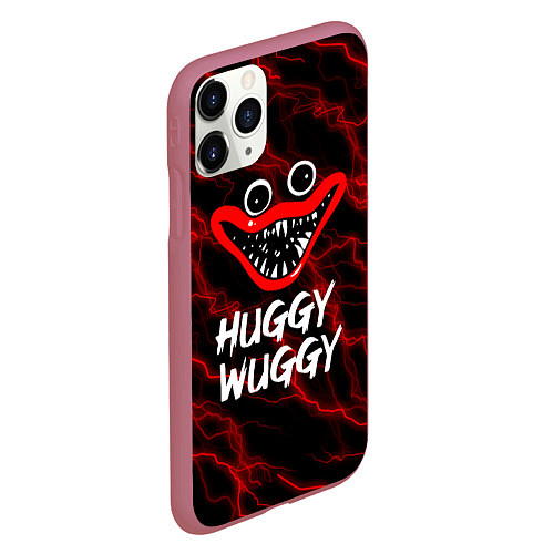 Чехол iPhone 11 Pro матовый Huggy Wuggy гроза / 3D-Малиновый – фото 2