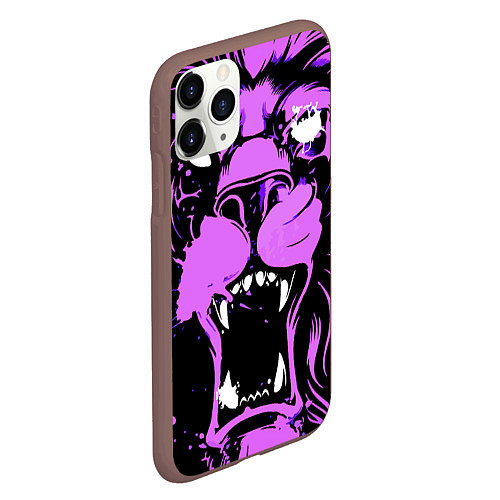 Чехол iPhone 11 Pro матовый Neon pink lion / 3D-Коричневый – фото 2