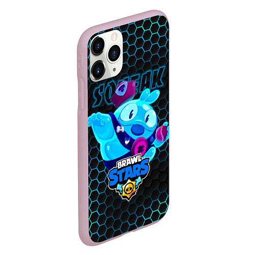 Чехол iPhone 11 Pro матовый Скуик BRAWL STARS соты / 3D-Розовый – фото 2