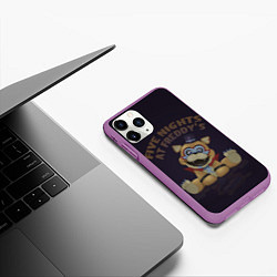 Чехол iPhone 11 Pro матовый Плюшевый Фредди FNAFs, цвет: 3D-фиолетовый — фото 2