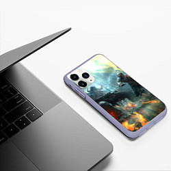 Чехол iPhone 11 Pro матовый God of War Fighting, цвет: 3D-светло-сиреневый — фото 2