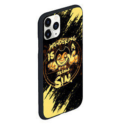 Чехол iPhone 11 Pro матовый Bendy And The Ink Machine круг, цвет: 3D-черный — фото 2