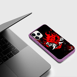 Чехол iPhone 11 Pro матовый SAMURAI CYBERPUNK 2077 LOGO, цвет: 3D-фиолетовый — фото 2