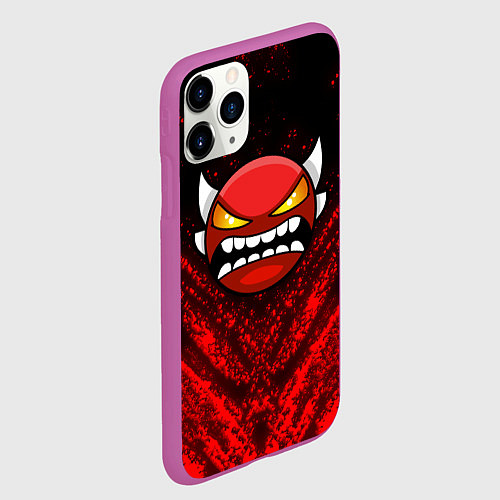 Чехол iPhone 11 Pro матовый Игра Геометри Дэш Geometry Dash Game / 3D-Фиолетовый – фото 2
