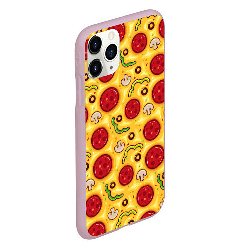 Чехол iPhone 11 Pro матовый Pizza salami / 3D-Розовый – фото 2