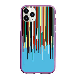 Чехол iPhone 11 Pro матовый Glitch pattern 2087, цвет: 3D-фиолетовый