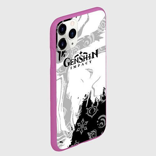 Чехол iPhone 11 Pro матовый Genshin Impact электро стихия / 3D-Фиолетовый – фото 2
