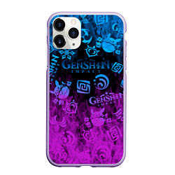 Чехол iPhone 11 Pro матовый Genshin Impact - Огонь, цвет: 3D-светло-сиреневый