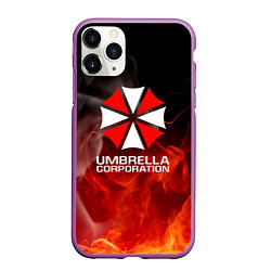 Чехол iPhone 11 Pro матовый Umbrella Corporation пламя, цвет: 3D-фиолетовый